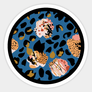 Modern abstract rose and leopard texture blue Sticker